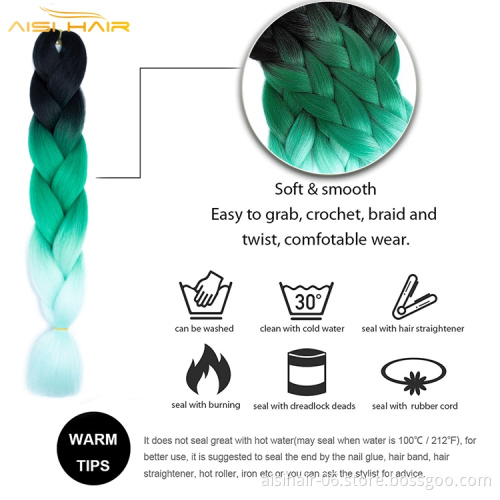 Aisi Hair Wholesale Braided Asap Attachment Africa 48 Inch Jumbo Braids Crochet Ombre Synthetic Braiding Hair Extensions